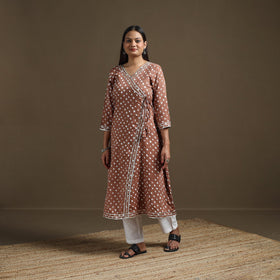 Bandhani tie-dye cotton a-line gota work kurta for women 11