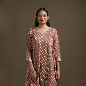 Bandhani tie-dye cotton a-line gota work kurta for women 11