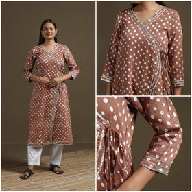 Bandhani tie-dye cotton a-line gota work kurta for women 11