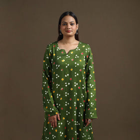 Bandhani tie-dye cotton a-line kurta for women 01