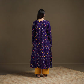 Bandhani tie-dye cotton a-line kurta for women 02