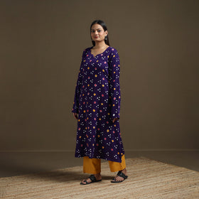 Bandhani tie-dye cotton a-line kurta for women 02