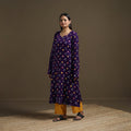 Deep Purple - Bandhani Cotton Multicolour Dots A-Line Kurta 02