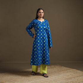 Bandhani tie-dye cotton a-line kurta for women 03