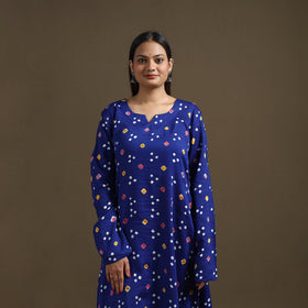 Bandhani tie-dye cotton a-line kurta for women 04