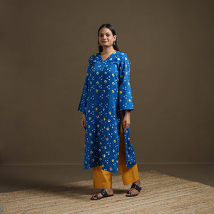 Bandhani tie-dye cotton straight kurta for women 05