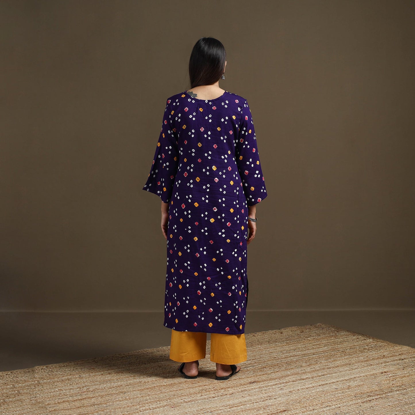 Bandhani tie-dye cotton straight kurta for women 06