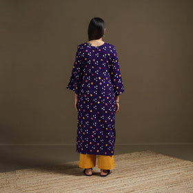 Bandhani tie-dye cotton straight kurta for women 06