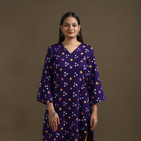 Bandhani tie-dye cotton straight kurta for women 06