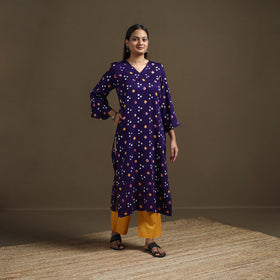 Bandhani tie-dye cotton straight kurta for women 06