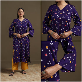 Bandhani tie-dye cotton straight kurta for women 06