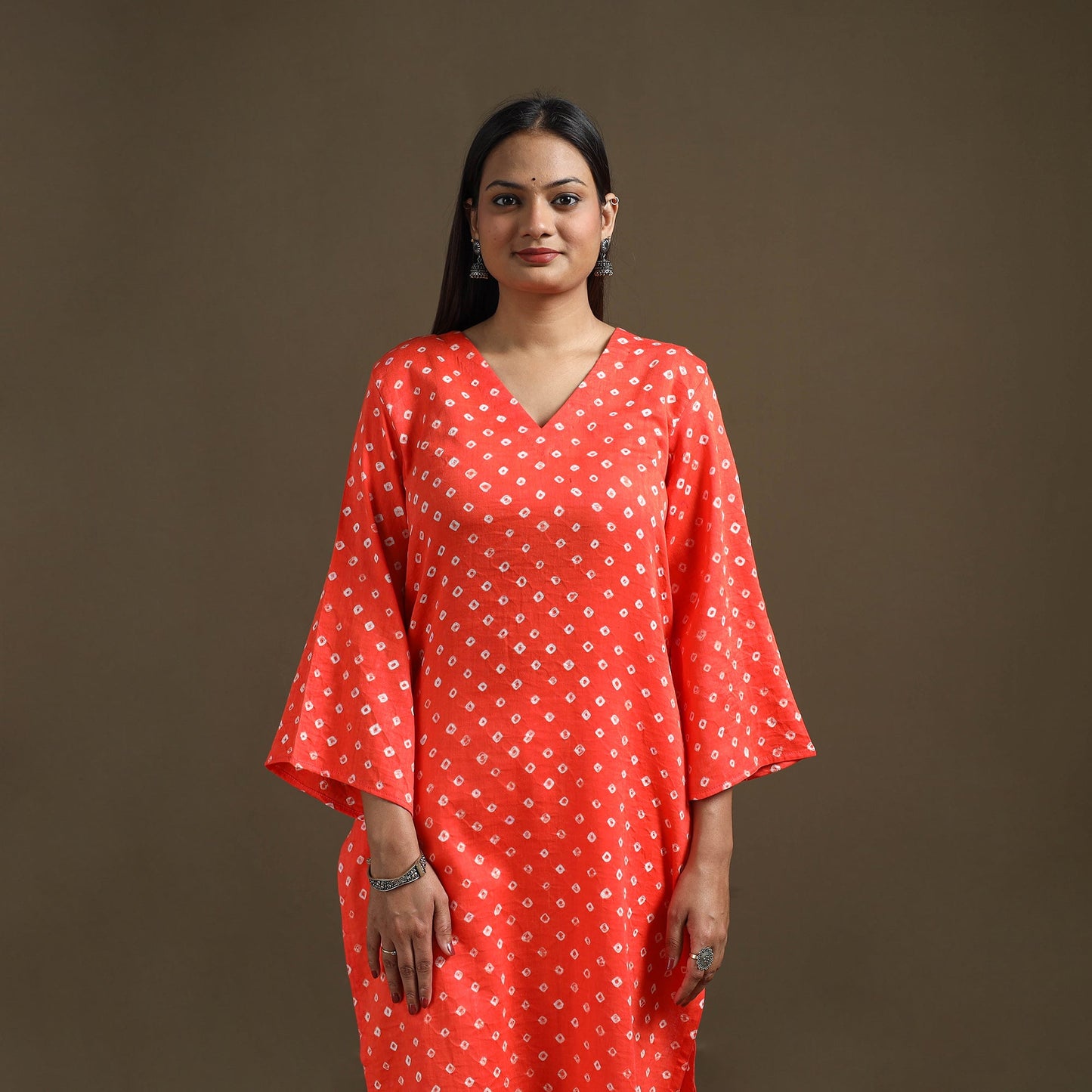 Bandhani tie-dye cotton straight kurta for women 07