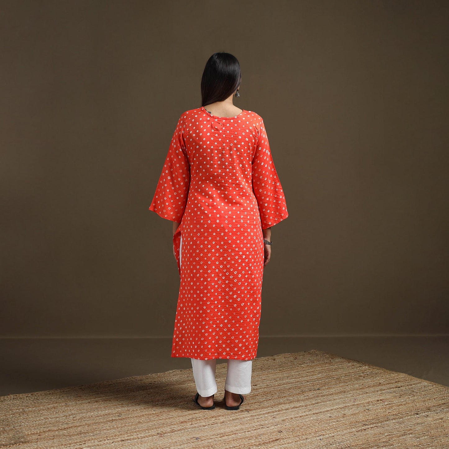 Bandhani tie-dye cotton straight kurta for women 07