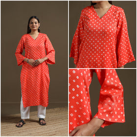 Bandhani tie-dye cotton straight kurta for women 07