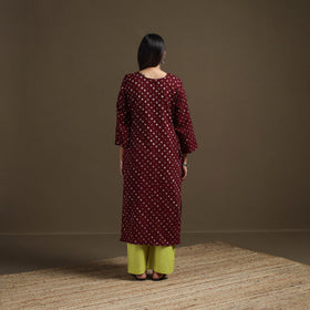 Bandhani tie-dye cotton straight kurta for women 08
