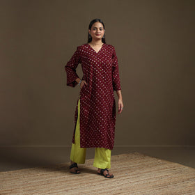 Bandhani tie-dye cotton straight kurta for women 08