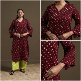 Bandhani tie-dye cotton straight kurta for women 08