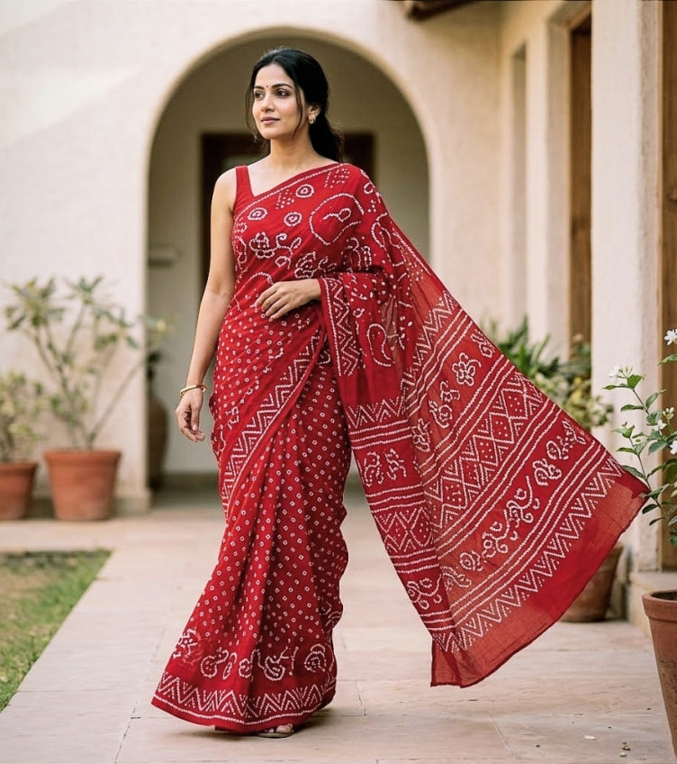 Bandhani Cotton Sarees