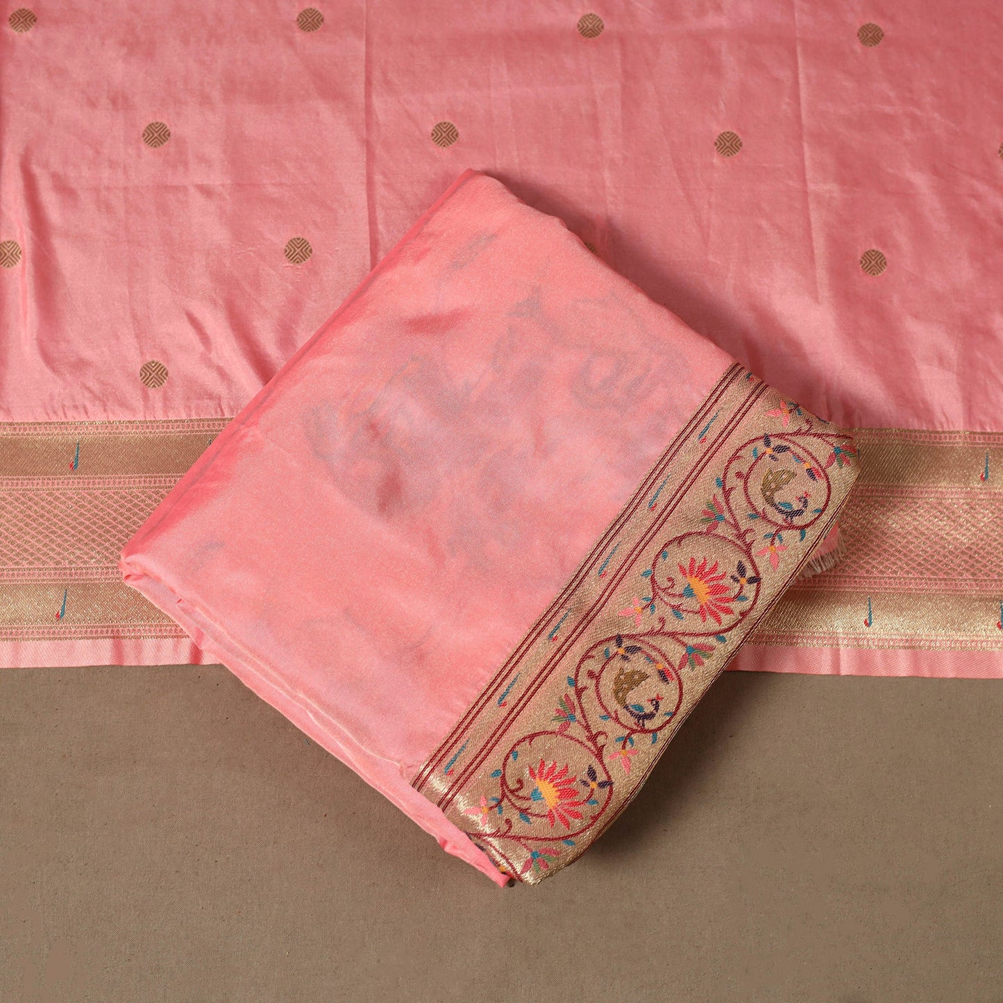 Bangalore silk paithani 3pc unstitched dress material 04