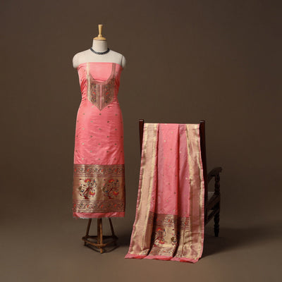 Bangalore silk paithani 3pc unstitched dress material 04