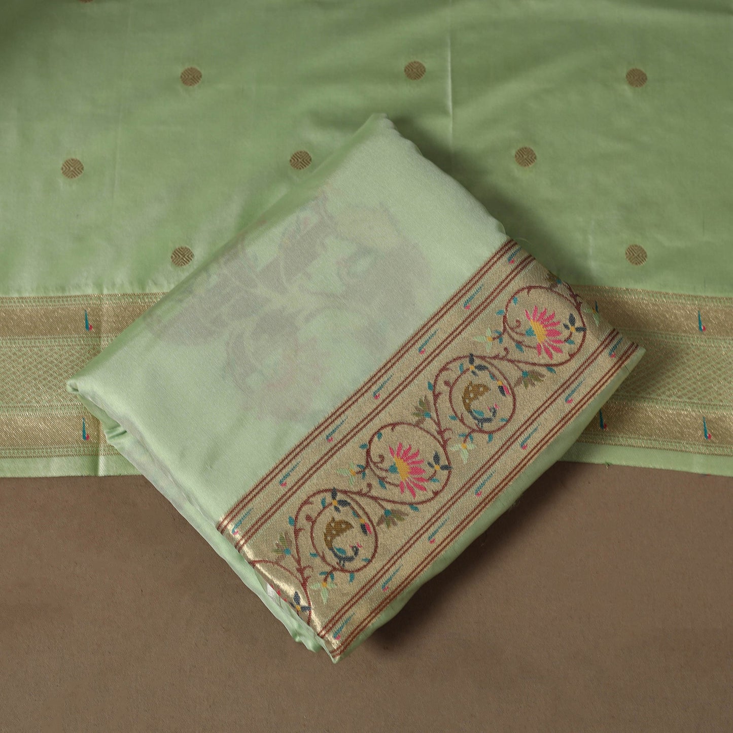 Bangalore silk paithani 3pc unstitched dress material 06