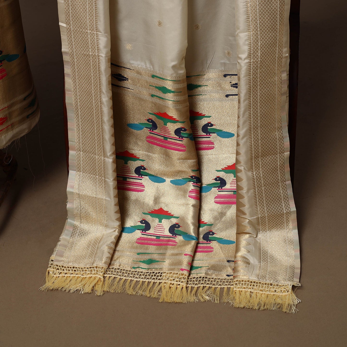 Bangalore silk paithani 3pc unstitched dress material 07