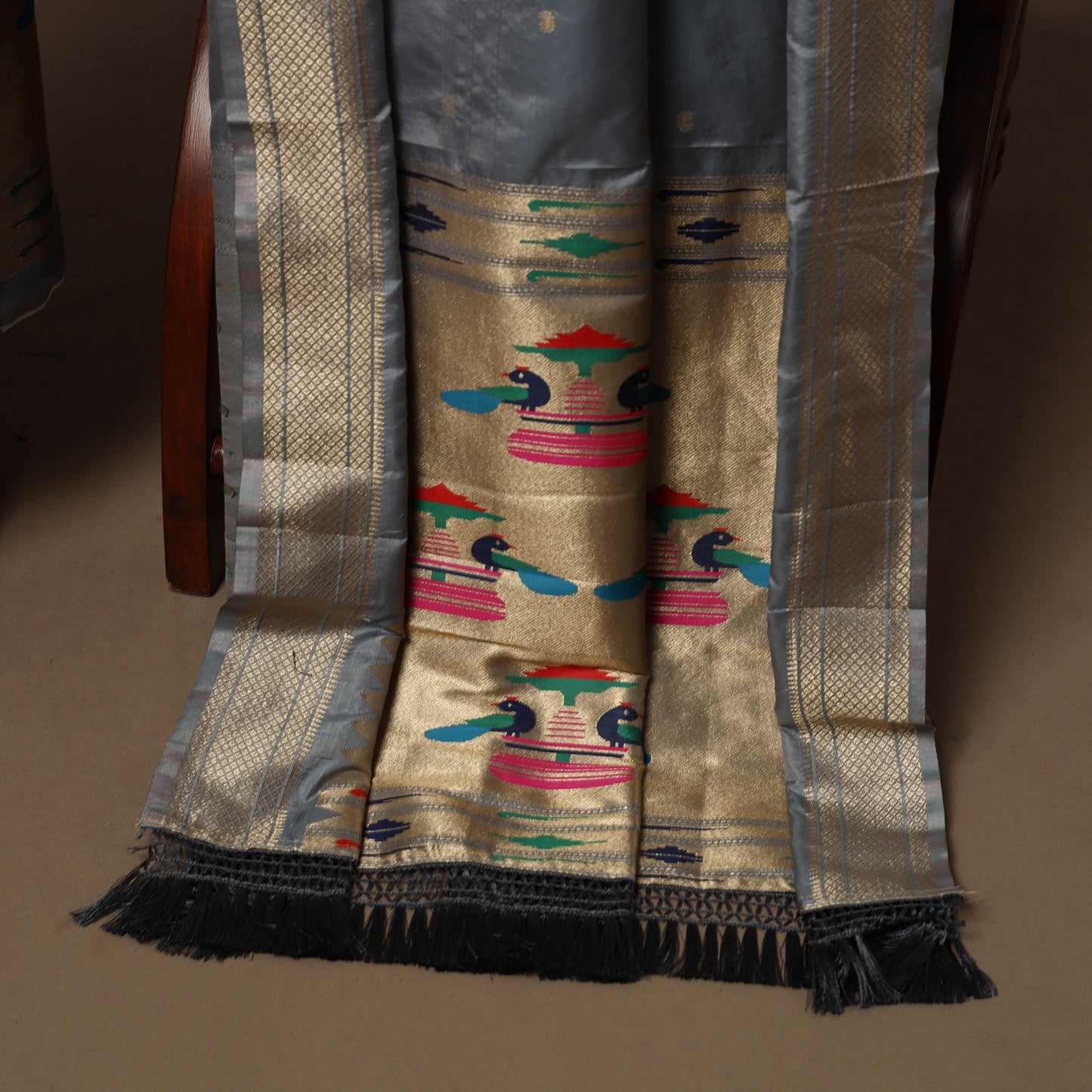 Bangalore silk paithani 3pc unstitched dress material 08