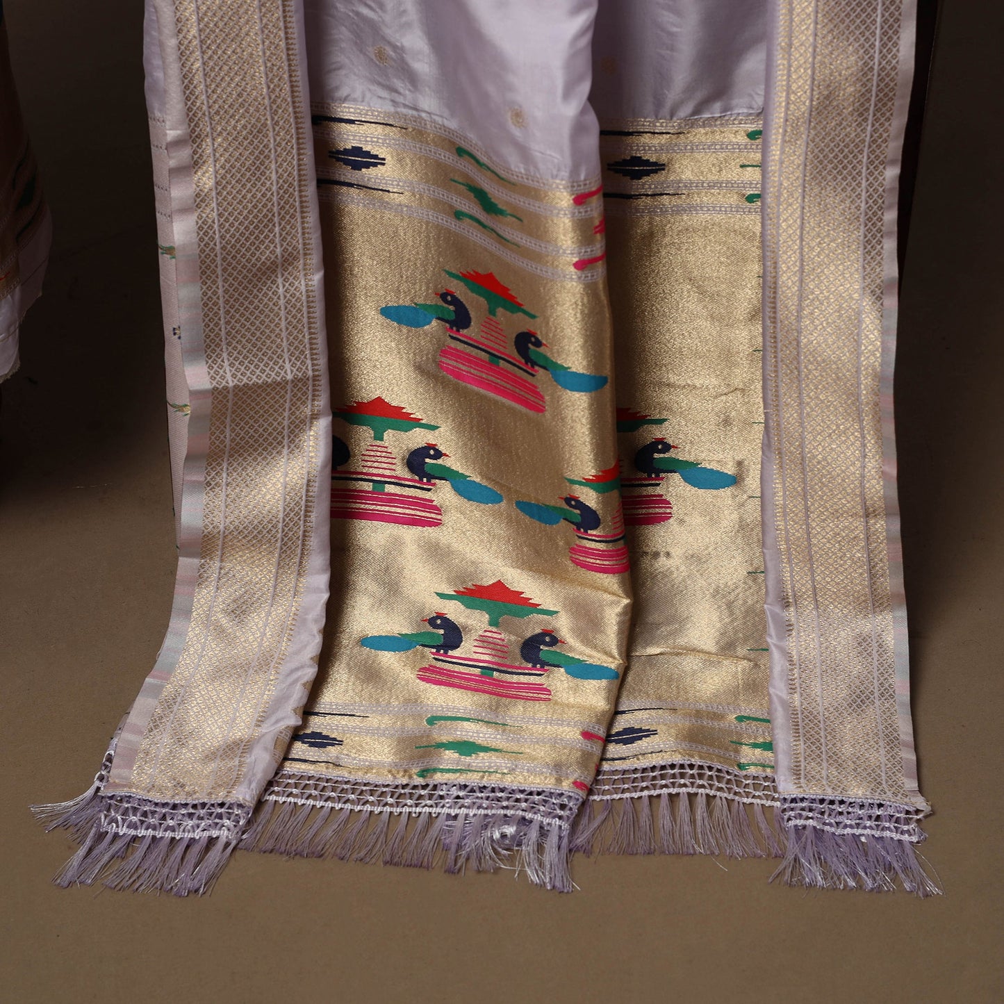 Bangalore silk paithani 3pc unstitched dress material 09