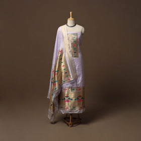 Bangalore silk paithani 3pc unstitched dress material 09