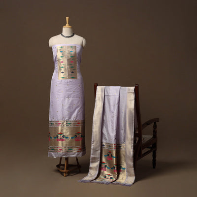 Bangalore silk paithani 3pc unstitched dress material 09