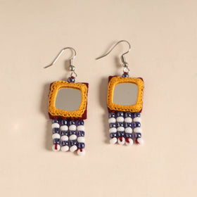 Banjara embroidery mirror & bead work handmade earrings 02