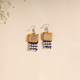 Banjara embroidery mirror & bead work handmade earrings 02