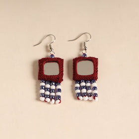 Banjara embroidery mirror & bead work handmade earrings 03