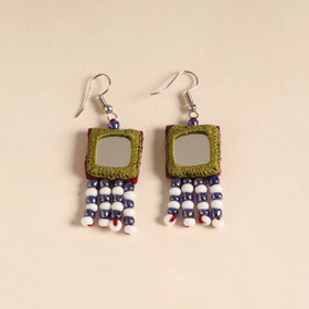 Banjara embroidery mirror & bead work handmade earrings 04