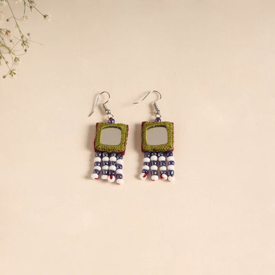 Banjara embroidery mirror & bead work handmade earrings 04