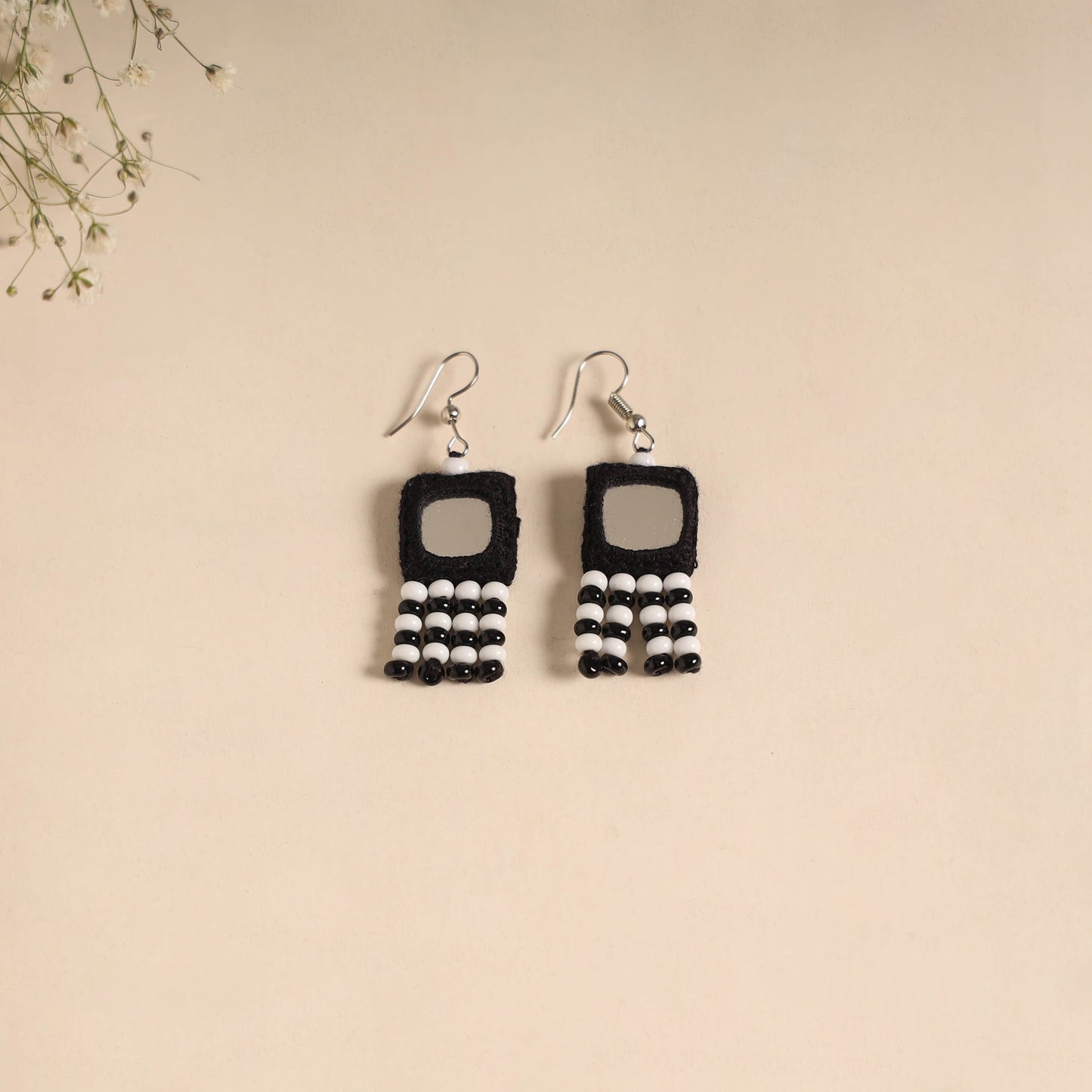 Banjara embroidery mirror & bead work handmade earrings 05