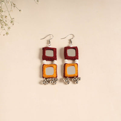 Banjara embroidery mirror & bead work handmade earrings 06