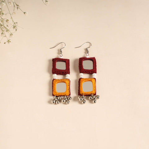 Banjara embroidery mirror & bead work handmade earrings 06