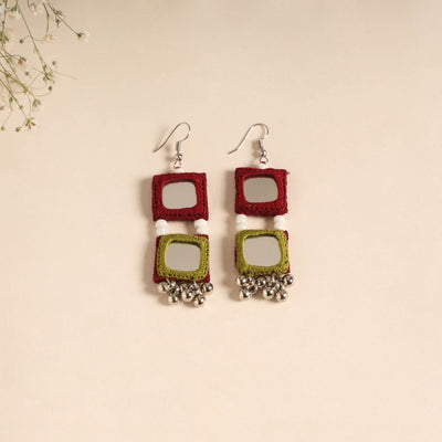 Banjara embroidery mirror & bead work handmade earrings 07