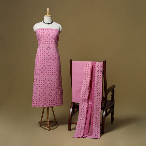 Barmer applique cut work cotton 3pc unstitched dress