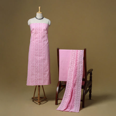 Barmer applique cut work cotton 3pc unstitched dress