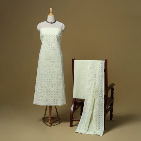 Barmer applique cut work cotton 3pc unstitched dress