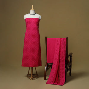 Barmer applique cut work cotton 3pc unstitched dress