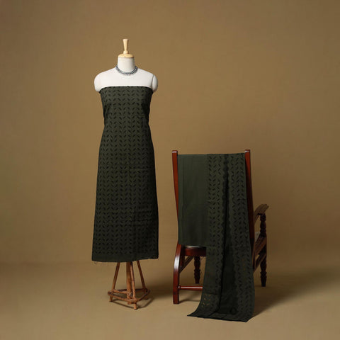 Barmer cut work cotton applique 3pc unstitched dress