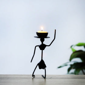 Bastar Tribal Wrought Iron Candle Stand Online in India 
