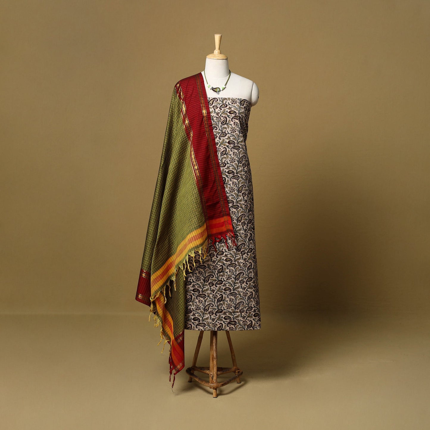 Pedana kalamkari cotton 2pc unstitched dress material