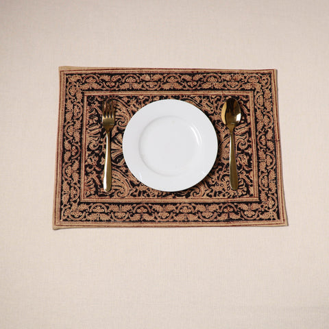 Black - natural dyed pedana kalamkari cotton table mat 30