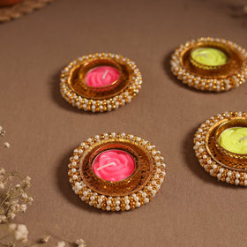 Bead work tealight candle holder (set of 4) 03 - handcrafted