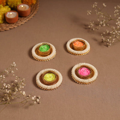 Bead work tealight candle holder (set of 4) 04 - handcrafted