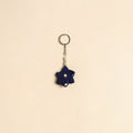 Beaded fabart flower keychain 01 - handcrafted